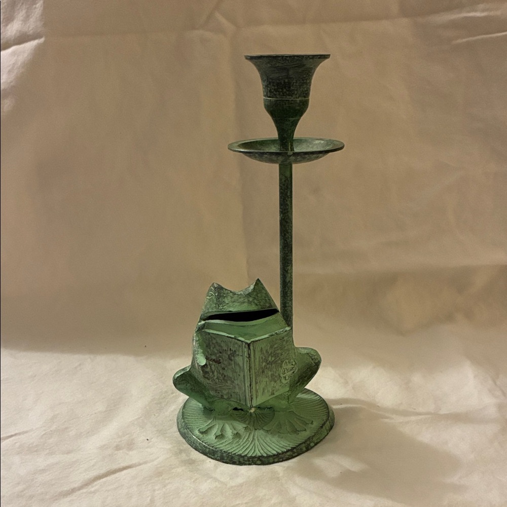 Green Frog Candle Holder